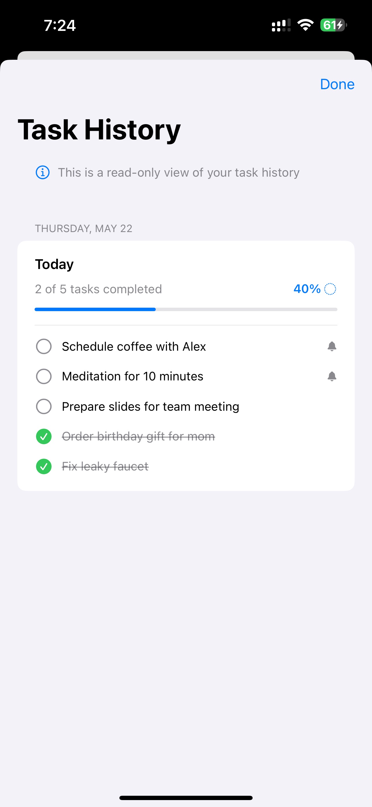 Screenshot of Today - Focused todo list